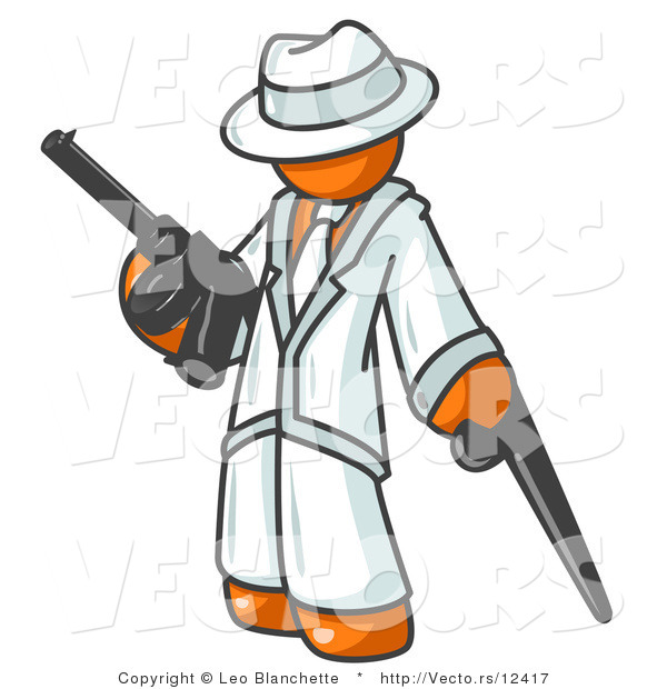 Vector of Orange Gangster Guy Carrying Guns