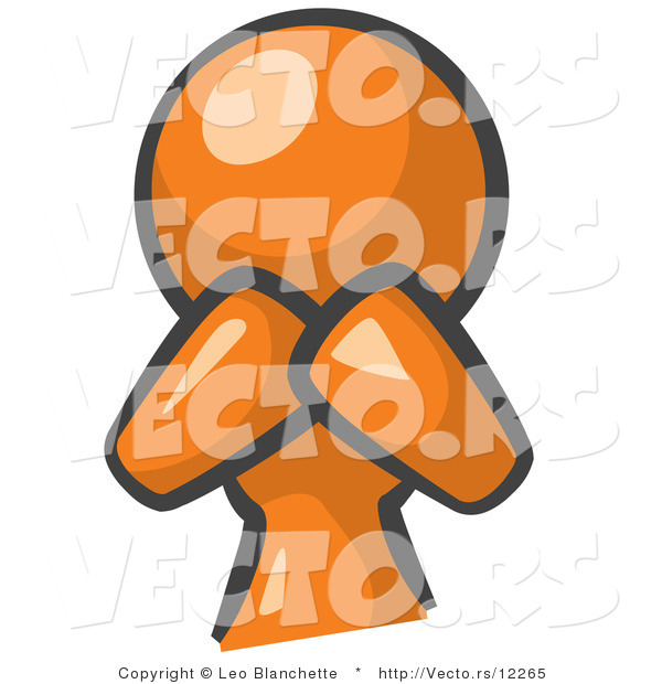 Vector of Orange Girl Covering Her Mouth and Acting Surprised
