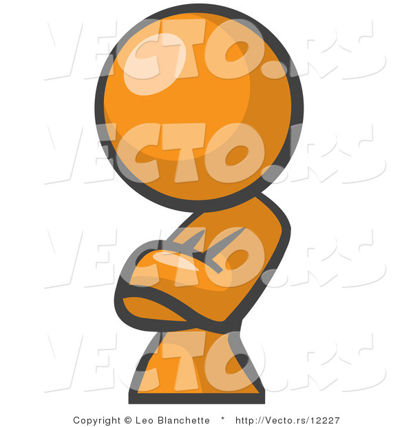 Vector of Orange Girl Leaning and Crossing Her Arms