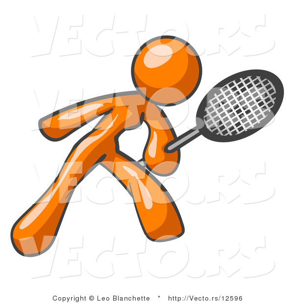 Vector of Orange Girl Playing Tennis