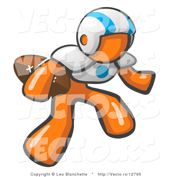 Vector of Orange Guy American Football Player