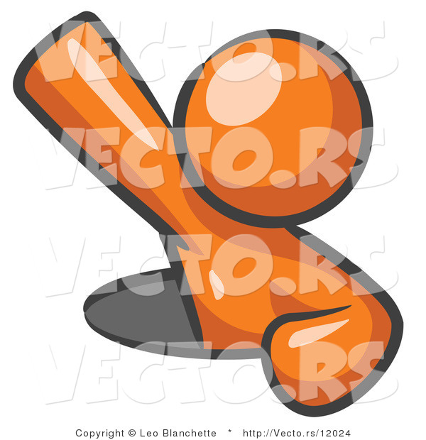 Vector of Orange Guy Climbing out of a Man Hole