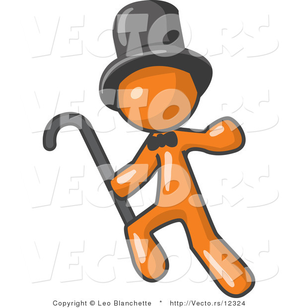 Vector of Orange Guy Dancing and Wearing a Top Hat