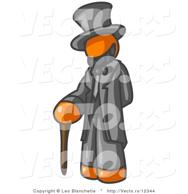 Vector of Orange Guy Depicting Abraham Lincoln with a Cane