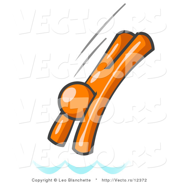 Vector of Orange Guy Diving into Water