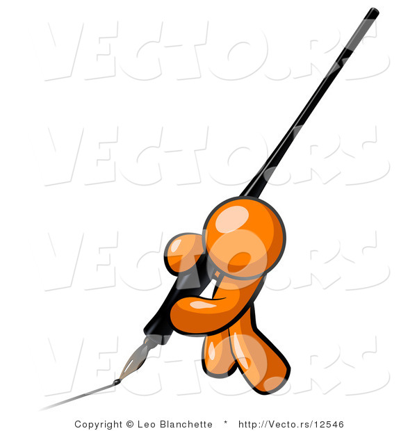 Vector of Orange Guy Drawing with Black Calligraphy Ink Pen
