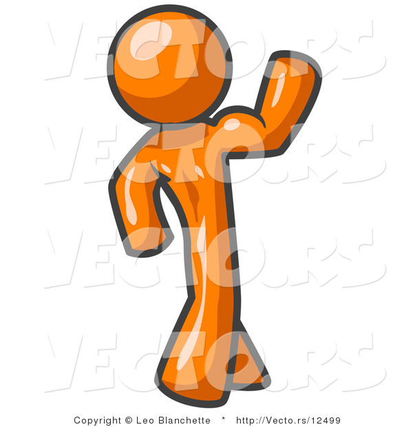 Vector of Orange Guy Flexing His Muscles