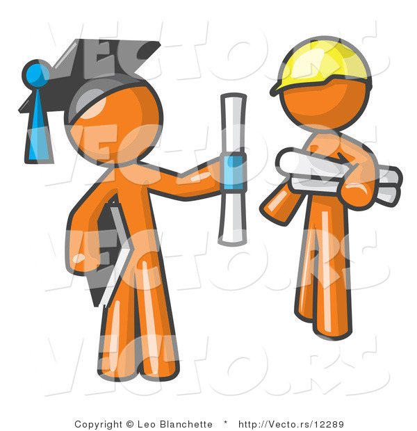Vector of Orange Guy Graduate and Orange Man Contractor
