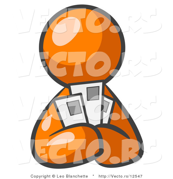 Vector of Orange Guy Holding 3 Letters
