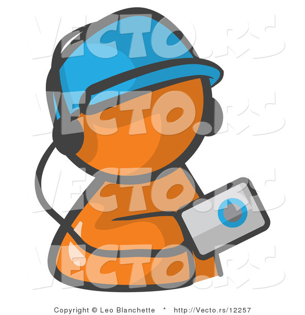 Vector of Orange Guy Holding an Mp3 Player