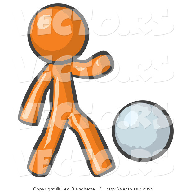 Vector of Orange Guy Kicking a White Ball