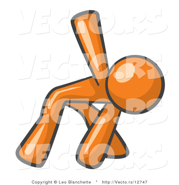 Vector of Orange Guy Prepared to Run a Race