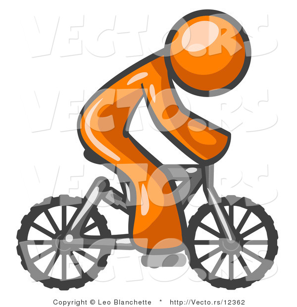 Vector of Orange Guy Riding a Bicycle