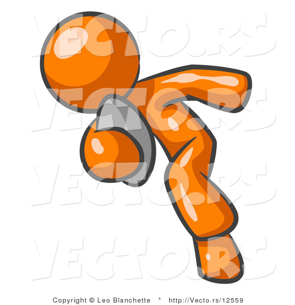 Vector of Orange Guy Running with a Football