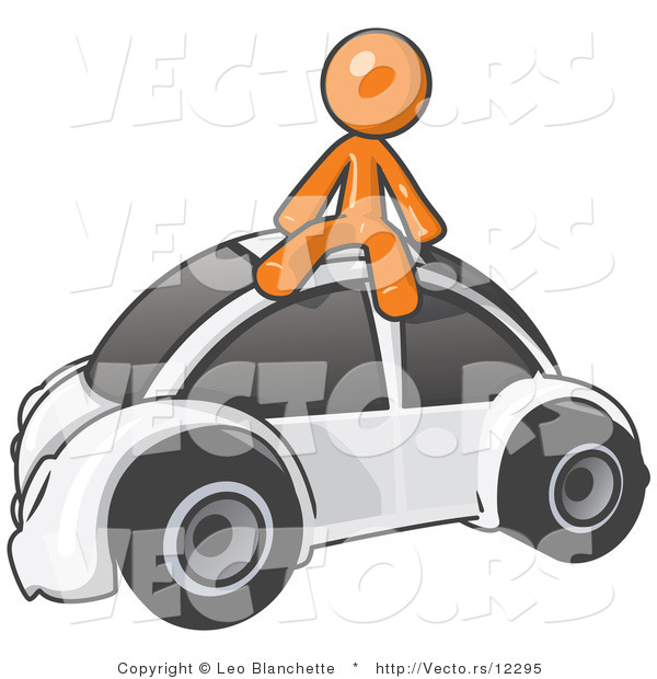 Vector of Orange Guy Sitting on Top of a Slug Bug