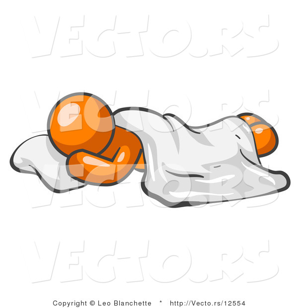 Vector of Orange Guy Sleeping Under Blanket
