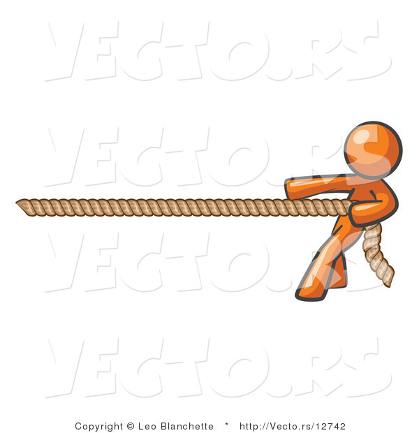 Vector of Orange Guy Tugging on a Rope