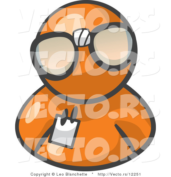 Vector of Orange Guy Wearing Large Nerdy Glasses