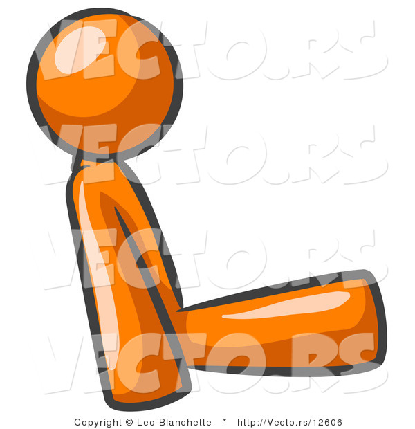 Vector of Orange Guy with Good Posture, Sitting up Straight