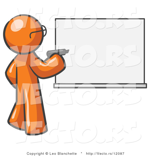 Vector of Orange Guy Writing on a White Board