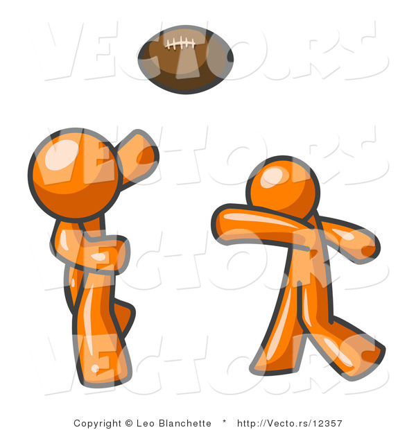 Vector of Orange Guys Playing Football