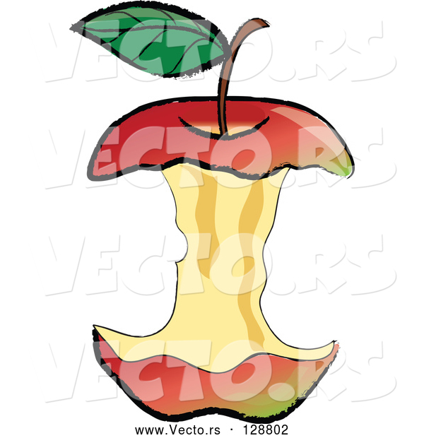 Vector of Organic Red Apple Core After Being Devoured