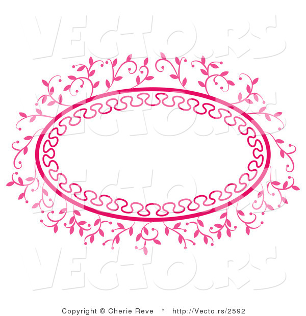 Vector of Ornate Pink Oval Floral Frame with Blank Copyspace