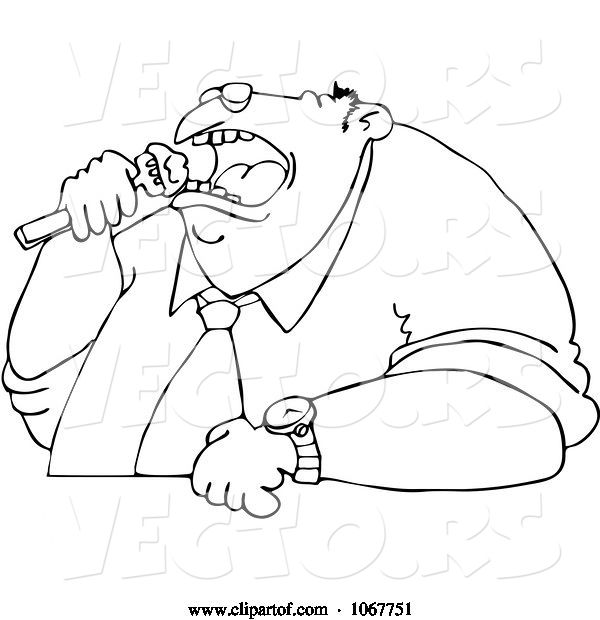 Vector of Outlined Fat Guy Eating