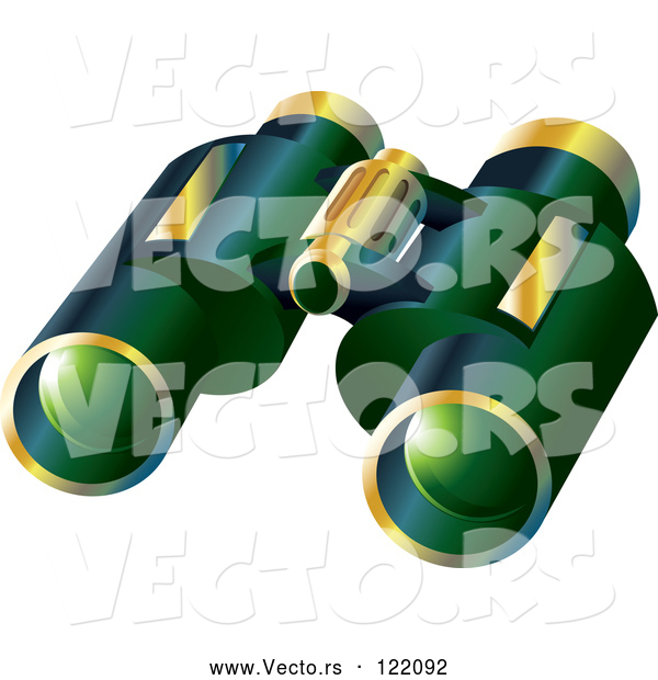 Vector of Pair of 3d Green and Gold Binoculars