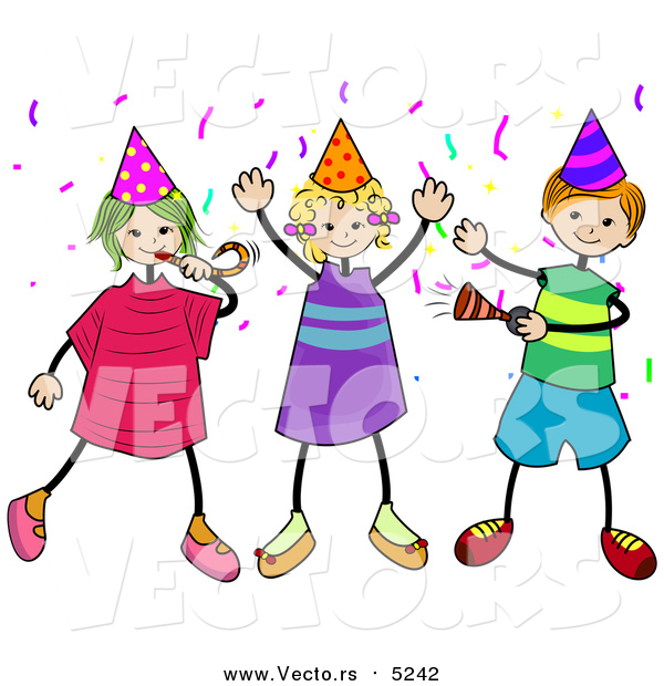 Vector of Party Kids with Noise Makers