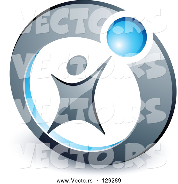 Vector of Person Reaching up to a Blue Ball in a Circle