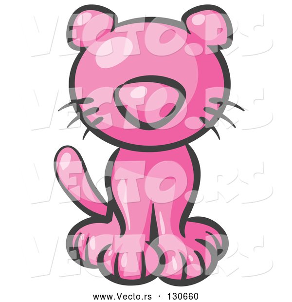 Vector of Pink Kitty Cat Looking Curiously at the Viewer