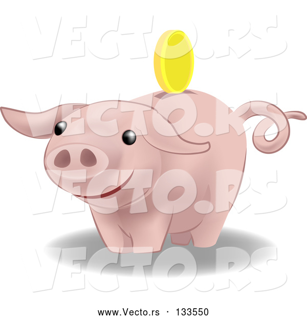 Vector of Pink Pig Bank