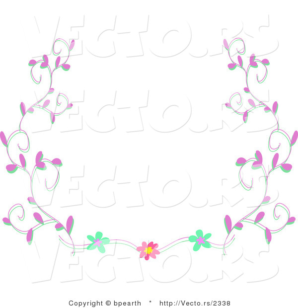 Vector of Pink Vines and Flowers - Background Border Design Element