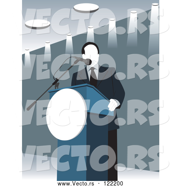 Vector of Politician Speaking at a Podium in Blue Tones