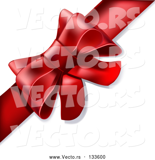 Vector of Present Wrapped with a Red Bow and Ribbon