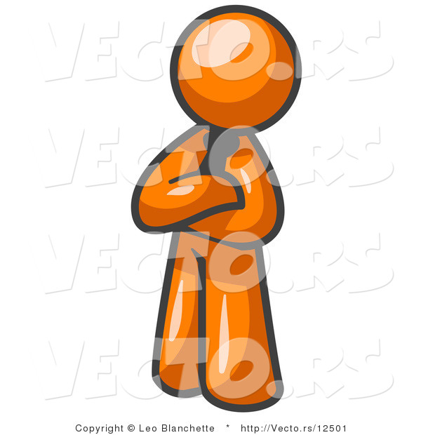 Vector of Proud Orange Guy Standing with His Arms Crossed