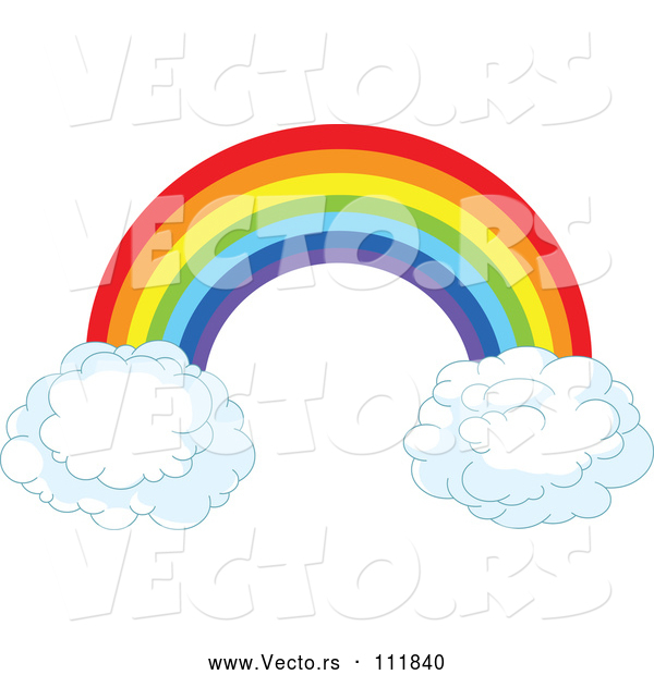Vector of Rainbow Arch over White Puffy Cloud