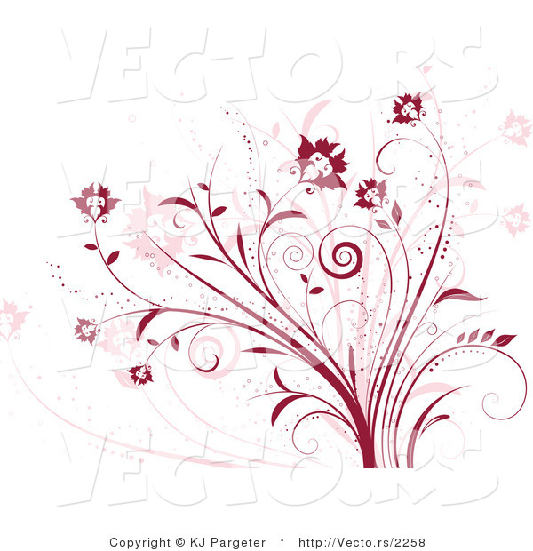 Vector of Red and Pink Floral Vines - Digital Background Design Element