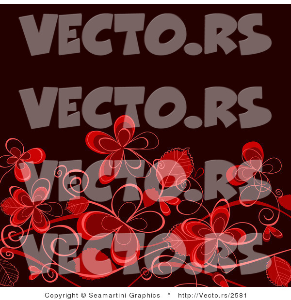 Vector of Red Flowers over Darkend Background Design