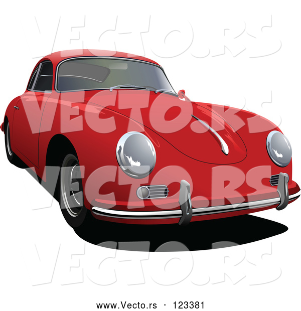 Vector of Red Porsche 356 Car Front Side Angle