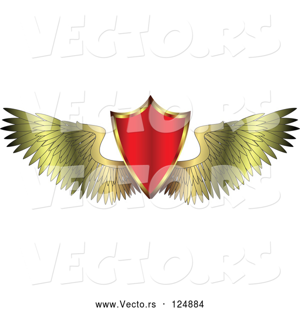 Vector of Red Shield and Golden Wings