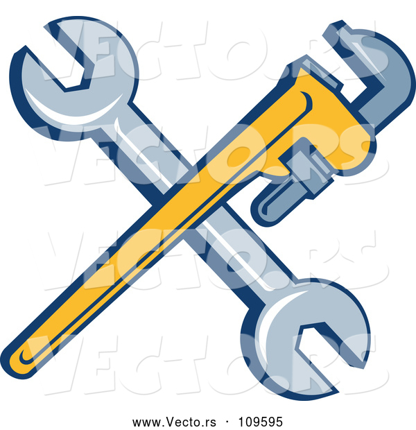 Vector of Retro Crossed Spanner and Monkey Wrenches