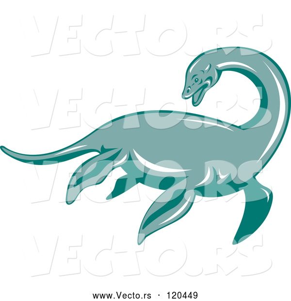 Vector of Retro Loch Ness Monster Pliosaur Dinosaur