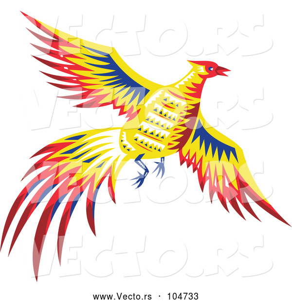 Vector of Retro Pheasant Bird Flying