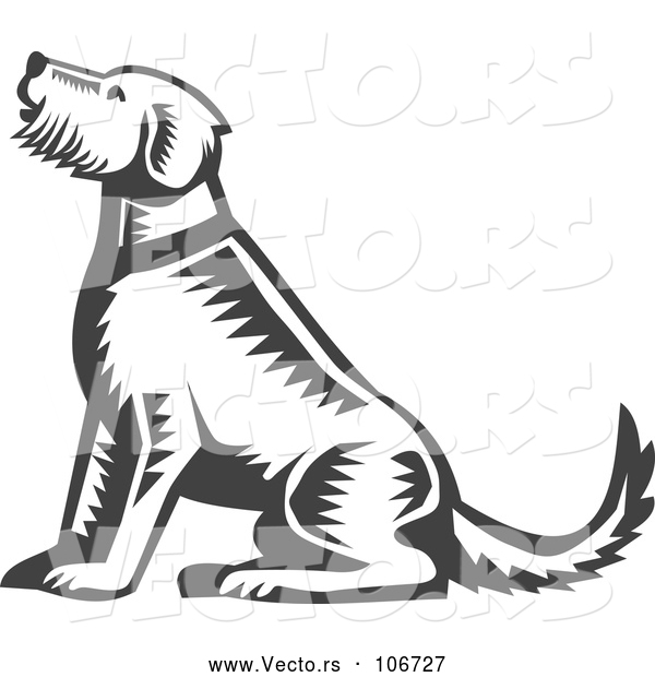 Vector of Retro Sitting Welsh Terrier Dog