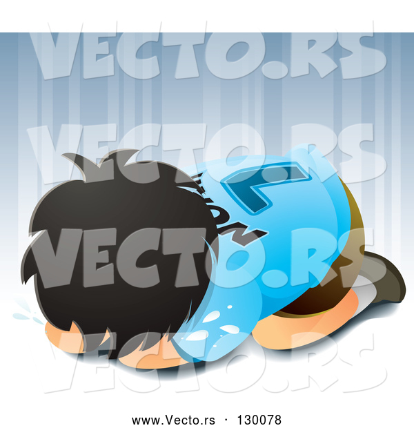 Vector of Sad Soccer Player Boy Lying on the Ground and Crying