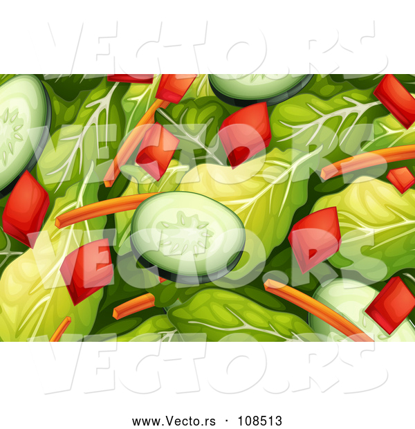 Vector of Salad with Spinach, Cucumbers, Carrots and Bell Peppers
