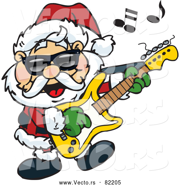 Vector of Santa Claus Playing a Guitar