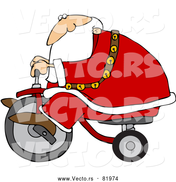 Vector of Santa Claus Testing Trike